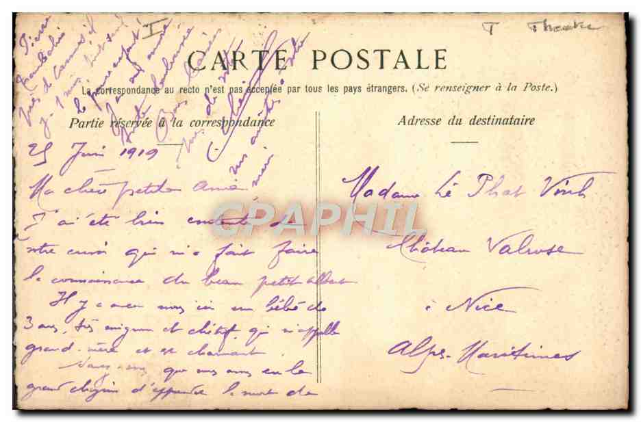 CPA Lyon Theatre des Celestins — Verso