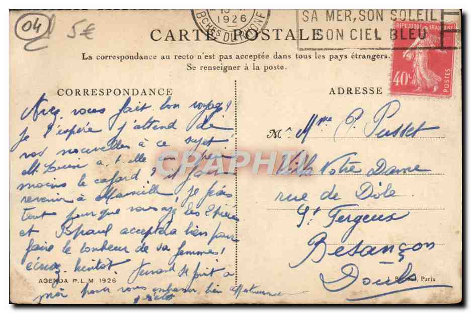 CPA Annot Monument Historique — Verso
