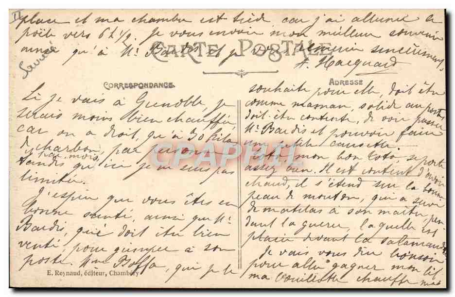 Château de Miolans — vu de l'Ouest — E. Reynaud, Chambéry — Verso