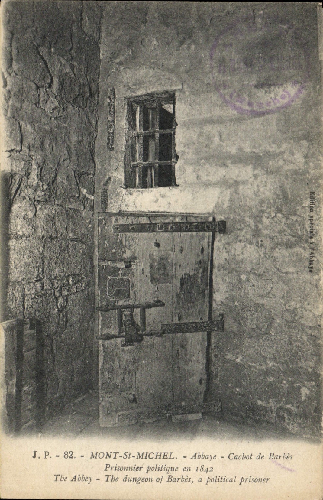 CPA Mont St Michel Abbaye Cachot de Barbes Prisonnier politique en 1842