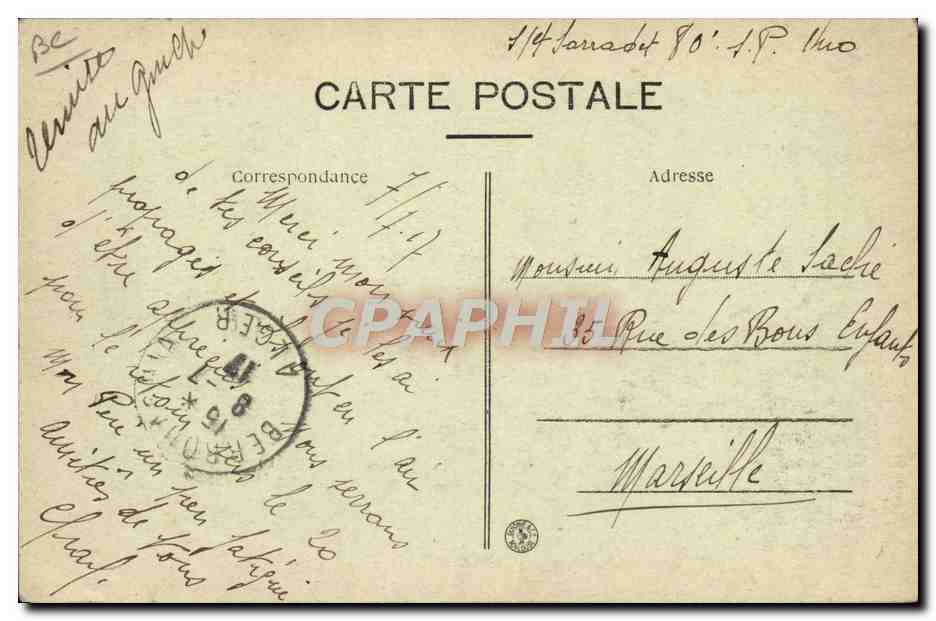 Pénitencier Agricole de Berrouagh'a — Entrée Principale — Éditeur inconnu, n° 20 — Rückseite