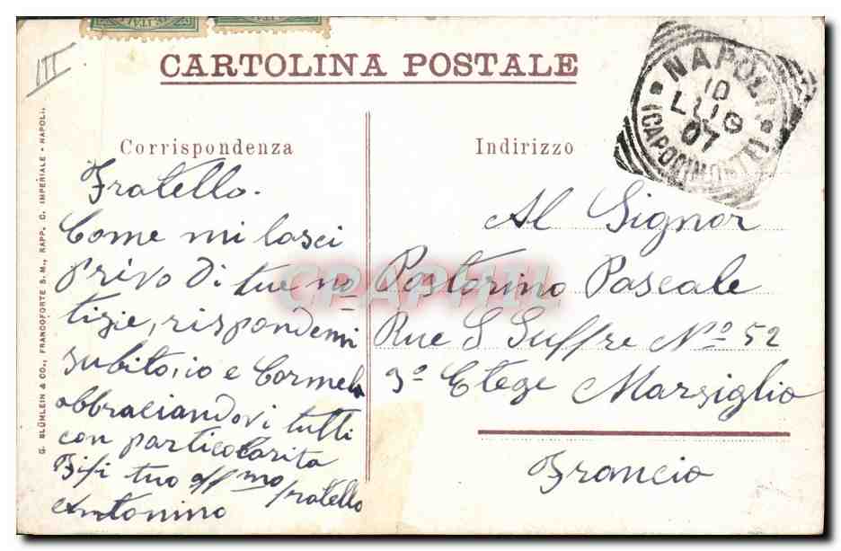 Éruption du volcan — nuit — éditeur G. Blühlen & Co. (Naples) — n° III — Verso