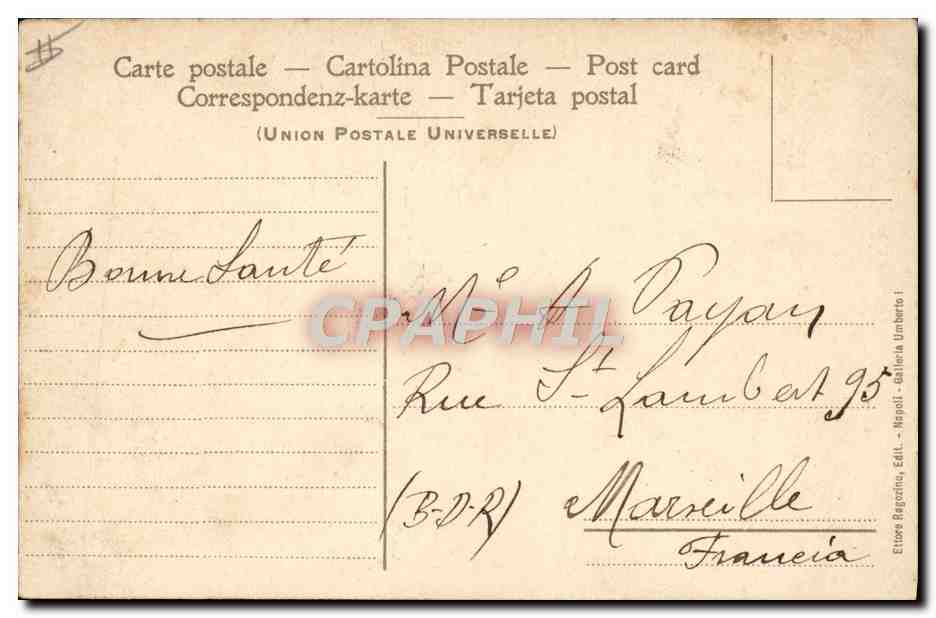 Napoli - L'éruption du Vésuve - Avril 1906 — Éditeur Ettore Begorini — Verso