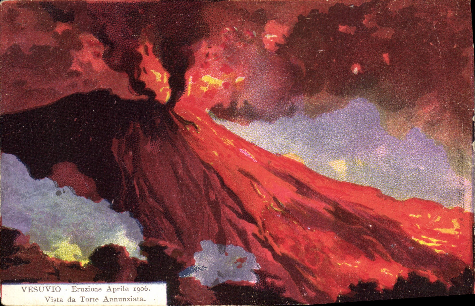 Vesuvio — Eruption d'avril 1906 — Vue de Torre Annunziata