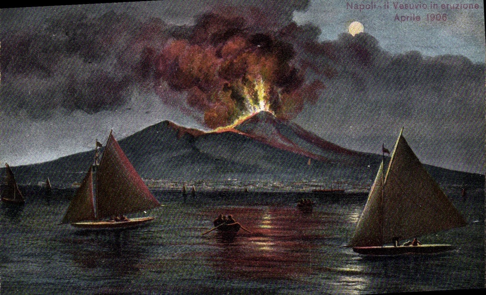 Napoli - il Vesuvio in eruzione - Avril 1906 - édition G. D'Urbina & Cie, Naples