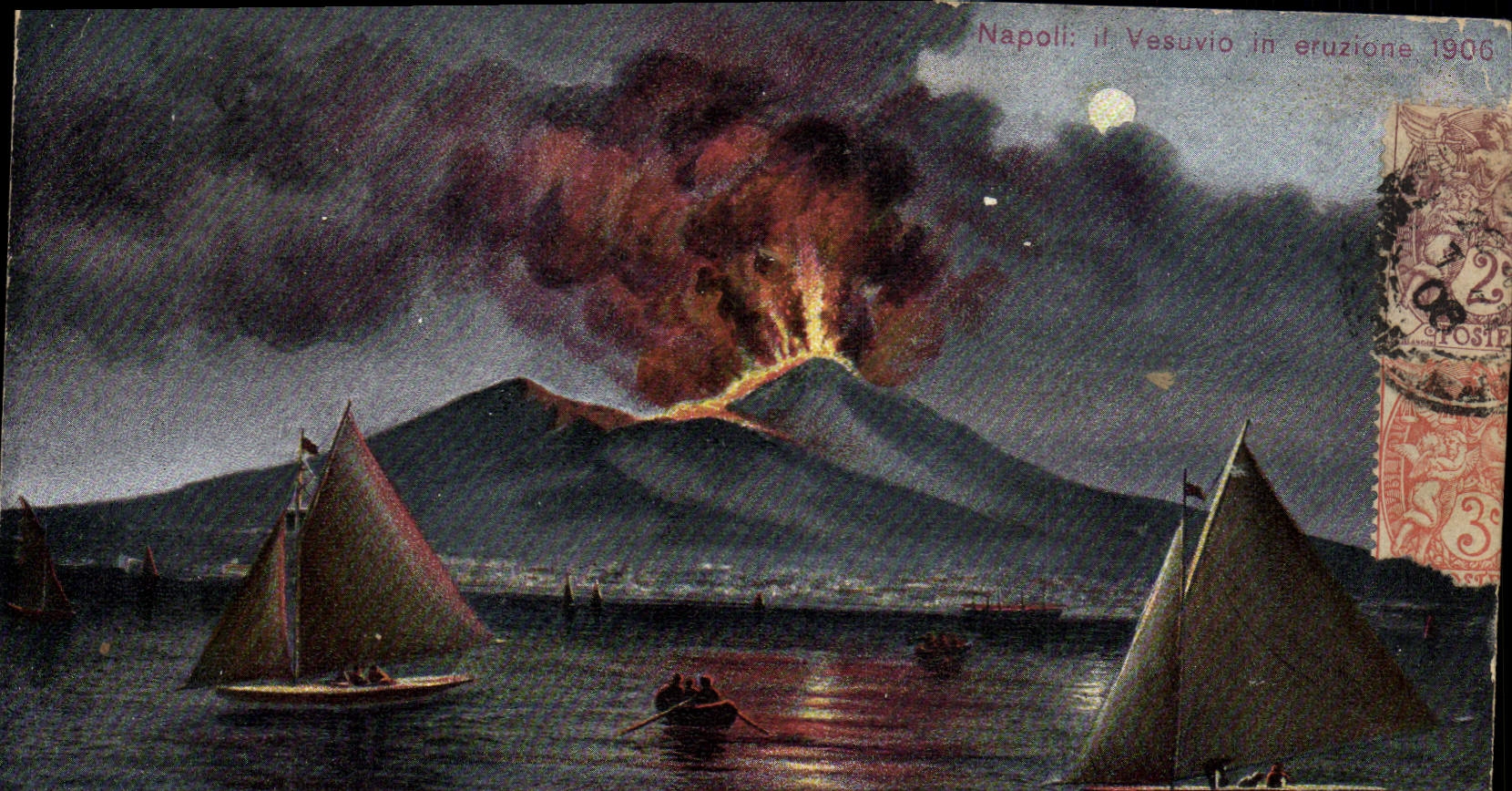 Napoli: il Vesuvio in eruzione 1906 — éditeur Inseriate - Napoli, n° de série non visible