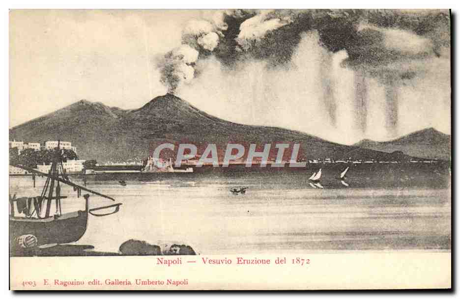 Napoli — Vesuvio Eruzione del 1872 — E. Ragozino edit. Galleria Umberto Napoli