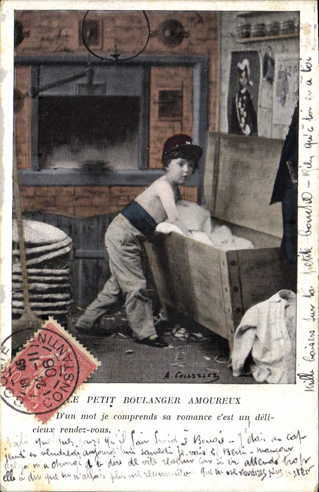 CPA Folklore Le petit boulanger amoureux