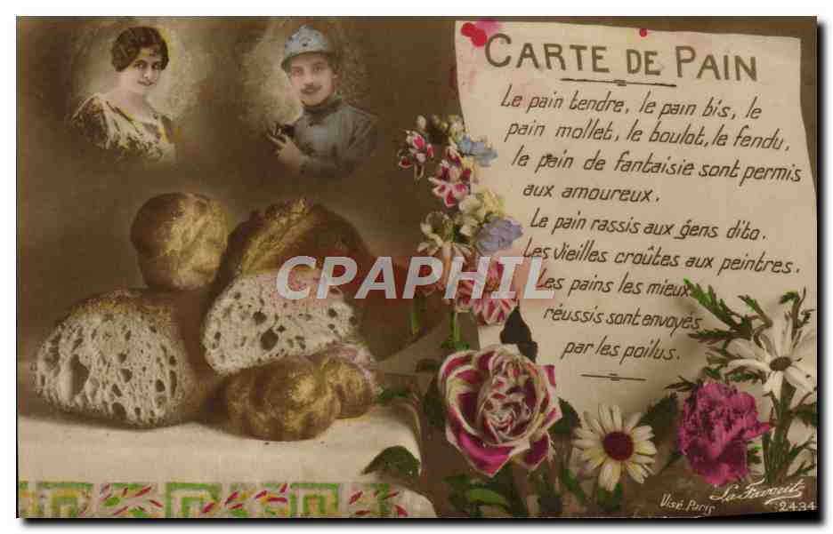 CPA Carte de pain Soldat Miltiaria 