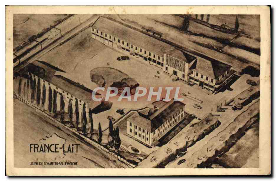 Usine de Saint-Martin-Belle-Roche — France-Lait — vue aérienne