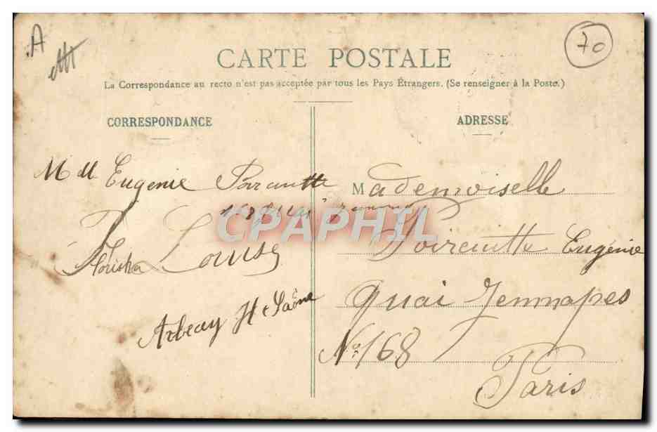 CPA Haute Saone Arbecey Route de Jussey La laiterie Enfants Chien — Verso