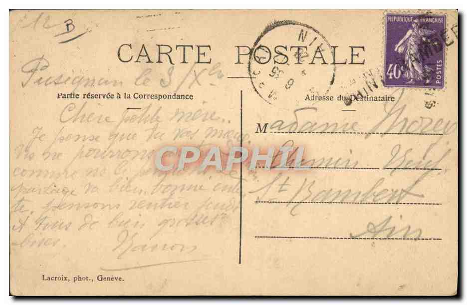 CPA Enfants Le bon lait Ste Laitiere Moderne Cours Gambetta Lyon Chat Chaton  — Verso