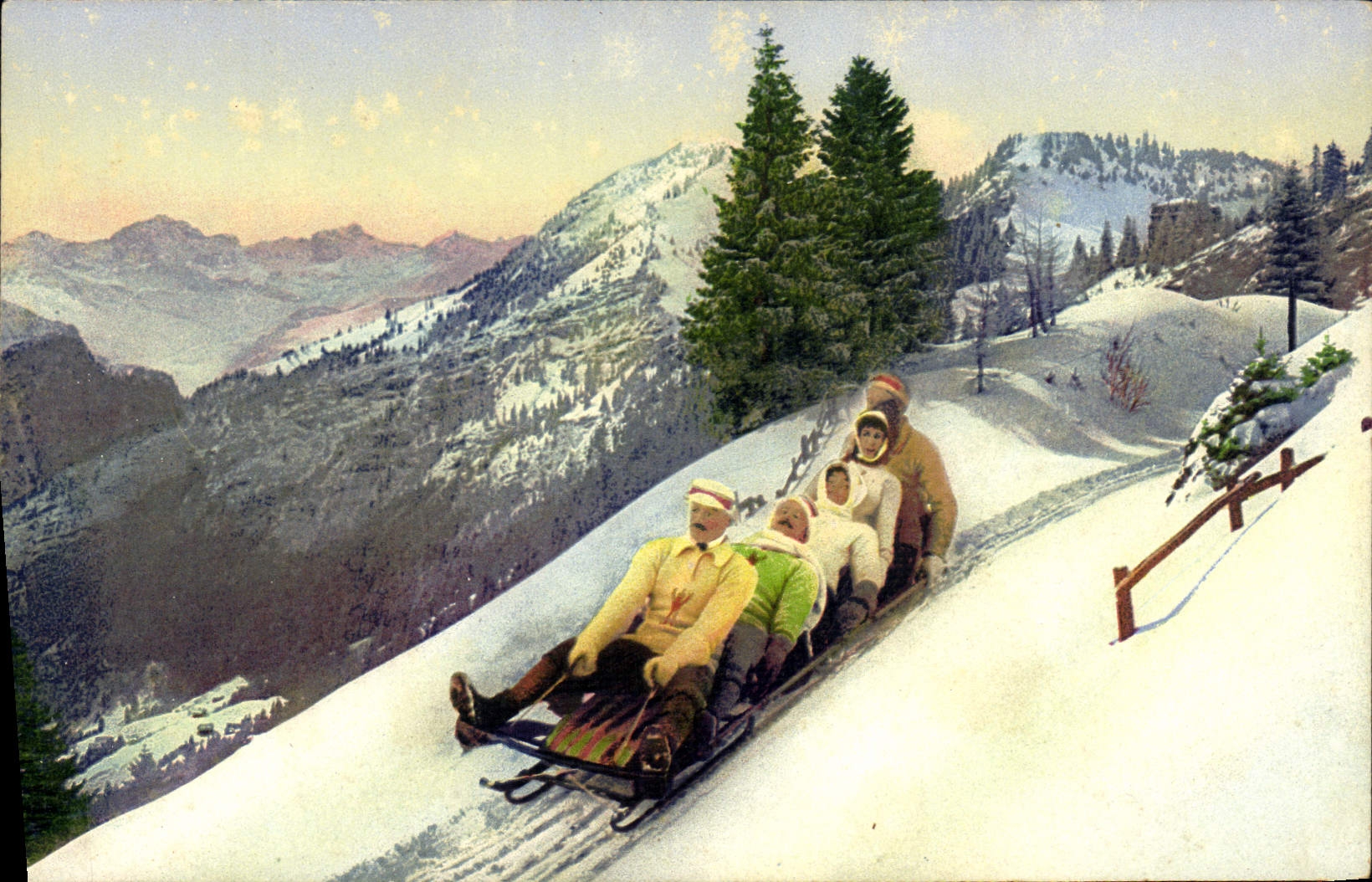 Famille en descente de traîneau — Série 80, 1909 — NG