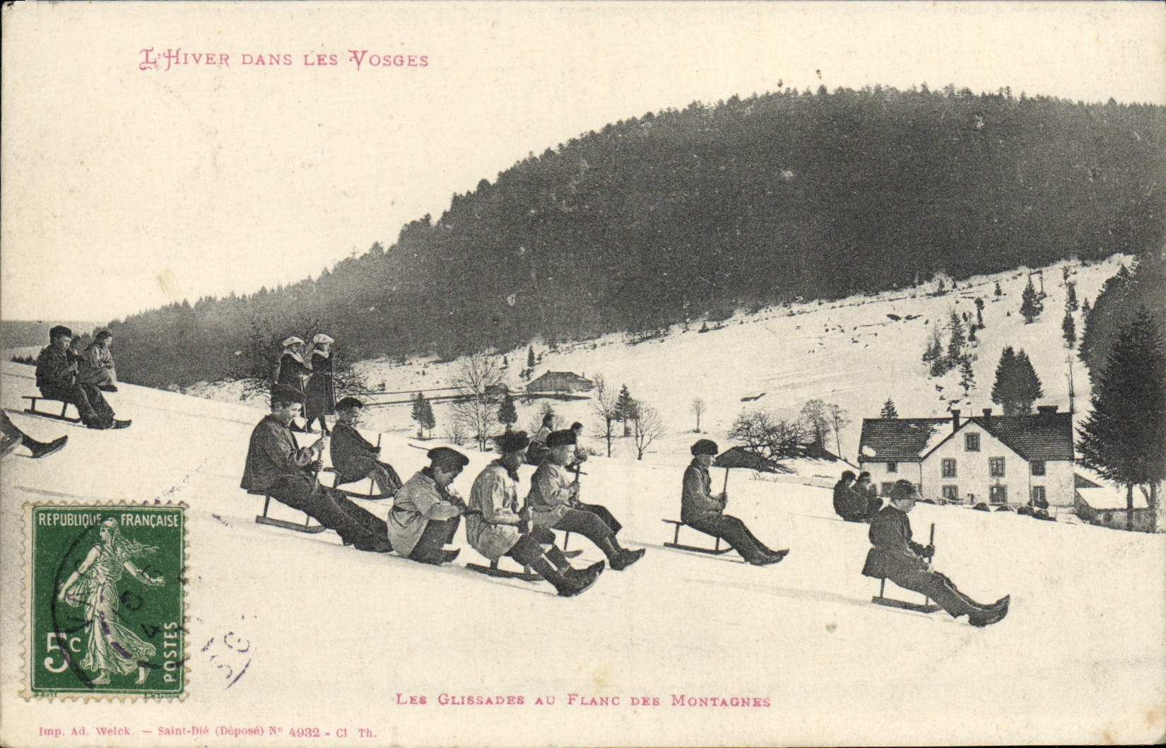 Las Deslizaderas en el Lado de las Montañas — Les Vosges — Imp. Ad. Weick, Saint-Dié, N° 4932