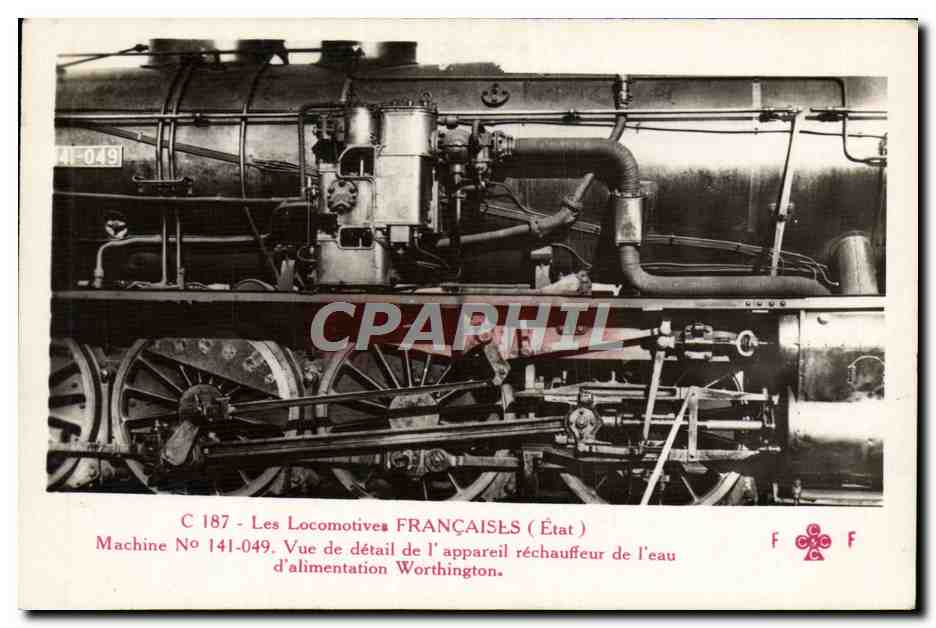 CPA Train Locomotive Machine 141 049 Vue de detail de l'appareil rechauffeur de l'eau d'alimentation Worthington