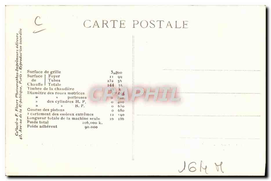 CPA Train Locomotive Machine tender 6005 — Verso