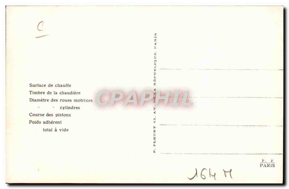 CPA Train Locomotive Machine 230 961 Etat Saxon Saxe Sachsen — Verso