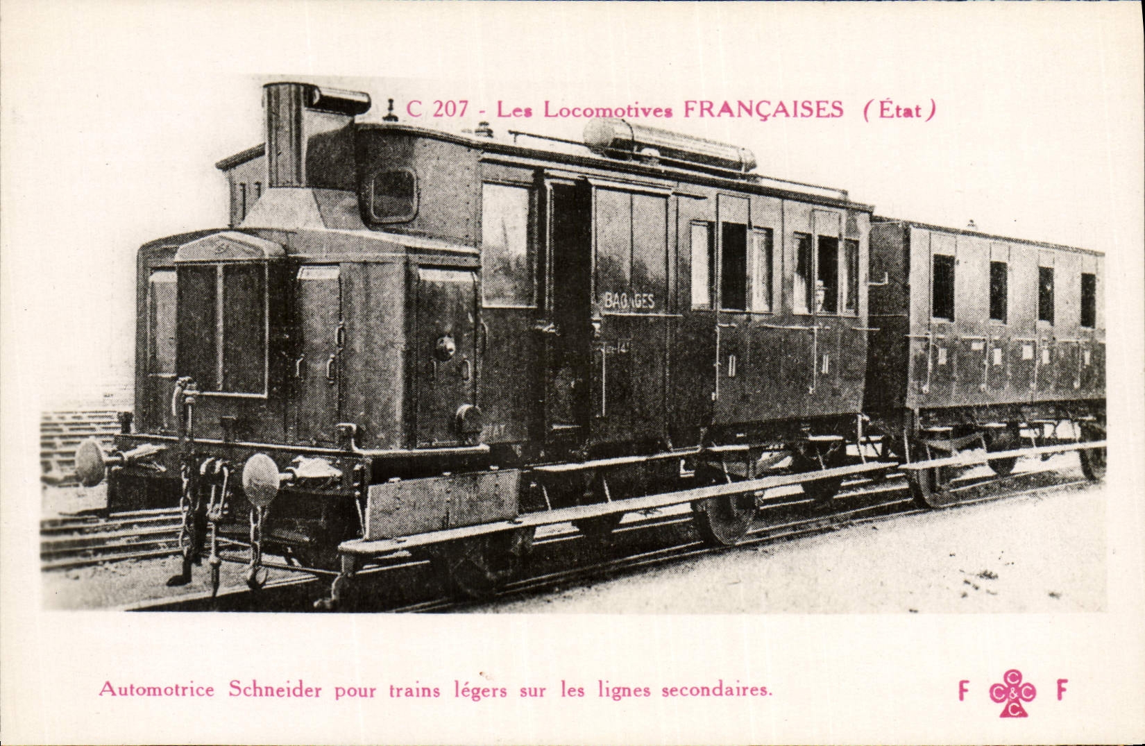 CPA Train Locomotive Automotrice Schneider pour trains legers sur les lignes secondaires 