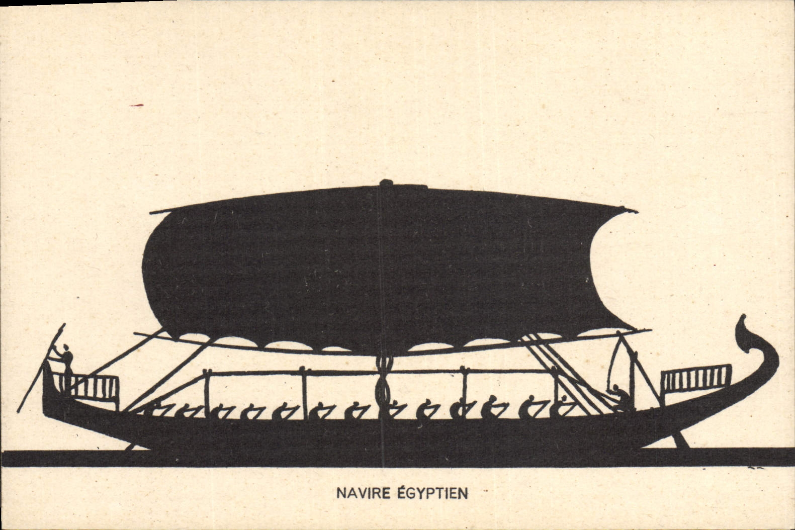 Navire Égyptien — illustration stylisée — Éditions du Péllican, Paris