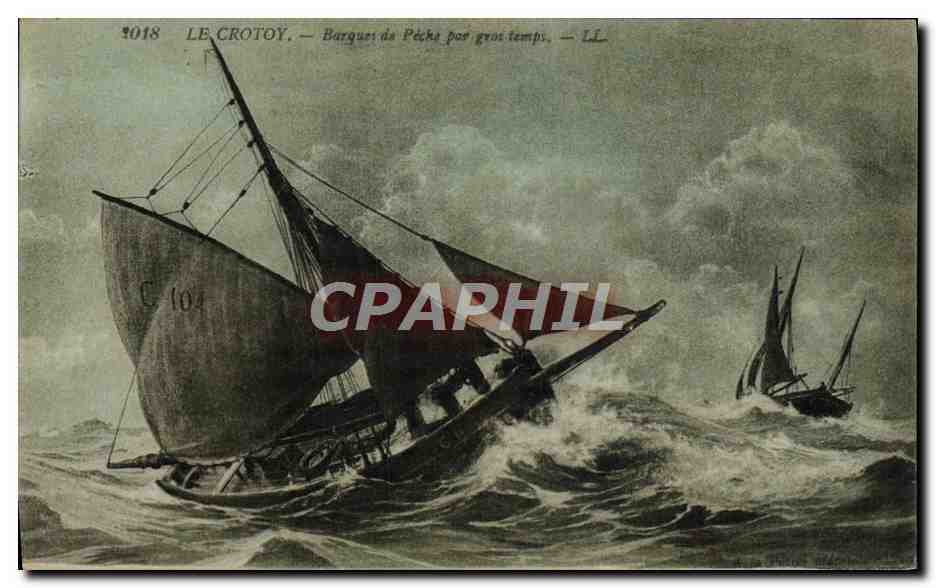 Le Crotoy — Barques de Pêche par gros temps — LL, n° 1018