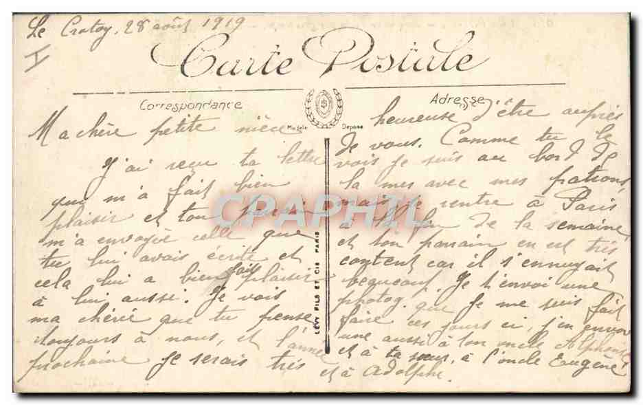 Le Crotoy — Barques de Pêche par gros temps — LL, n° 1018 — Verso