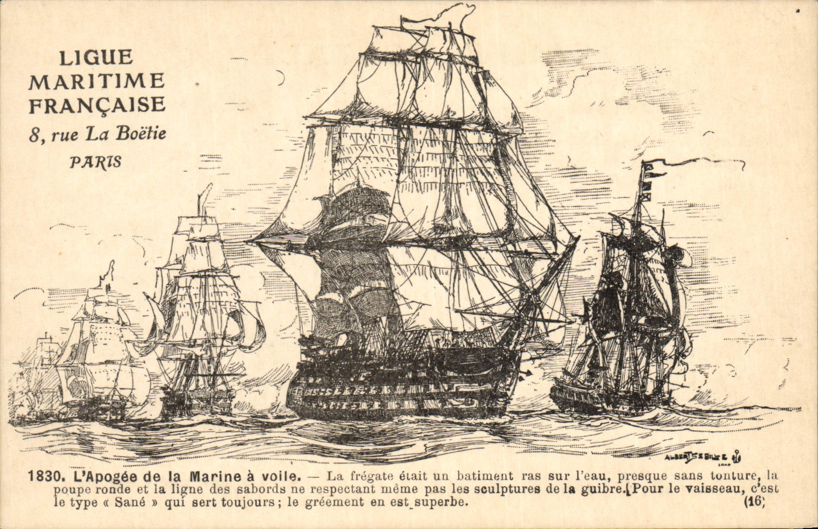 Ligue Maritime Française — L'Apogée de la Marine à voile en 1830 — éditeur Ligue Maritime Française, 8 rue La Boëtie, Paris