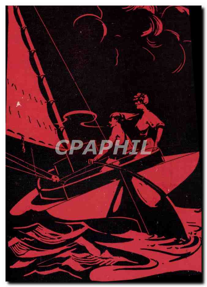 Tarjeta postal antigua Barco velero El buen capitán