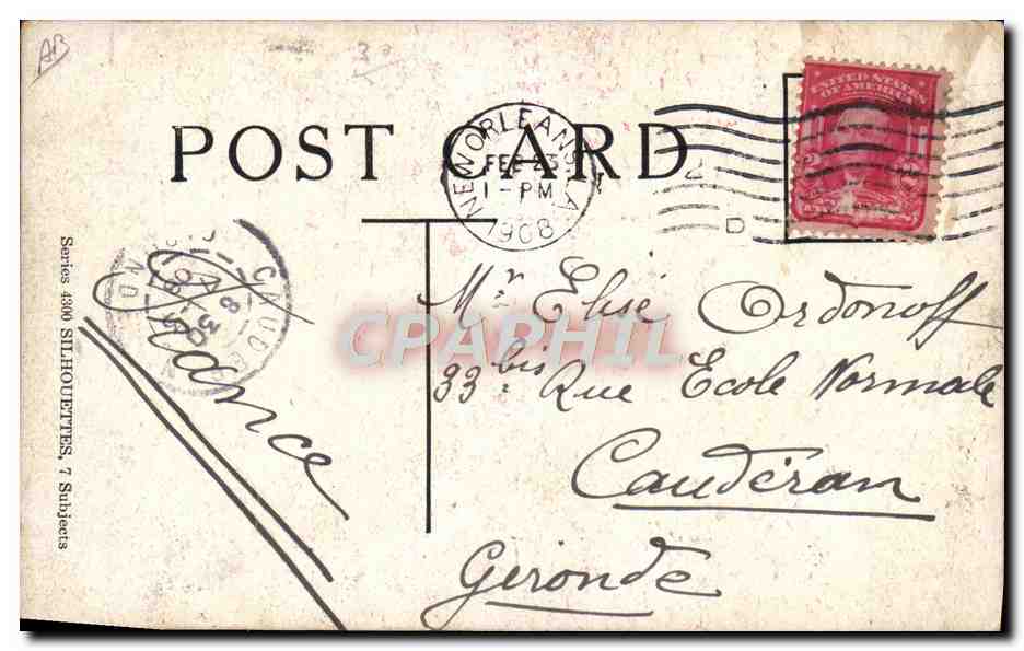 Tarjeta postal antigua Barco velero El buen capitán — Reverso