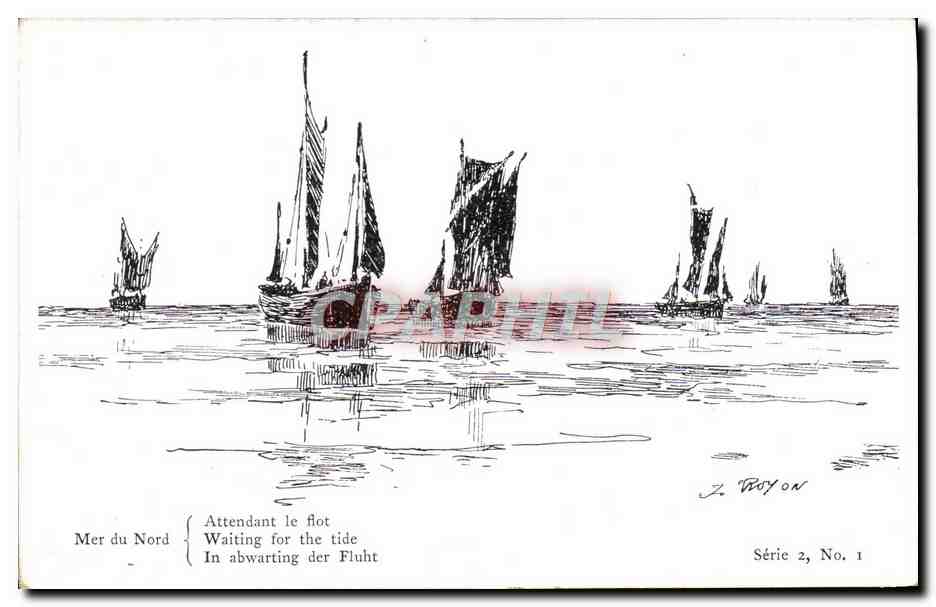 Mer du Nord — Attendant le flot — J. Woyon, Série 2, No. 1