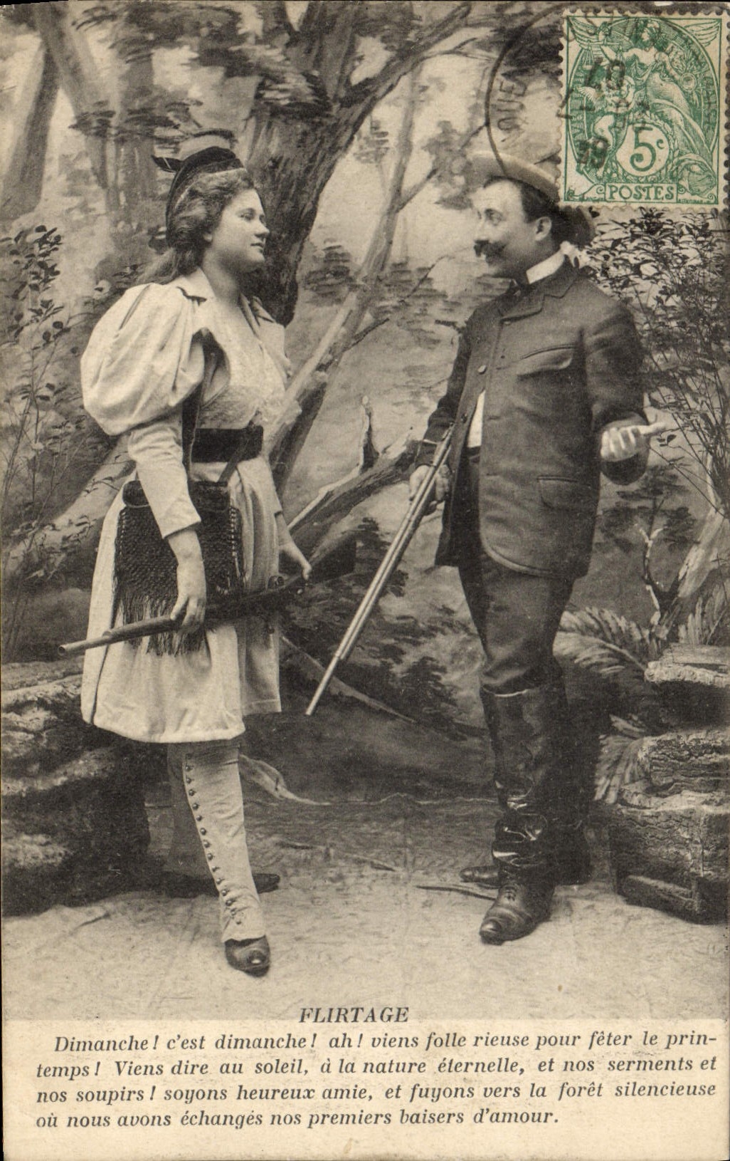 Flirtage — scène de forêt — éditeur non visible