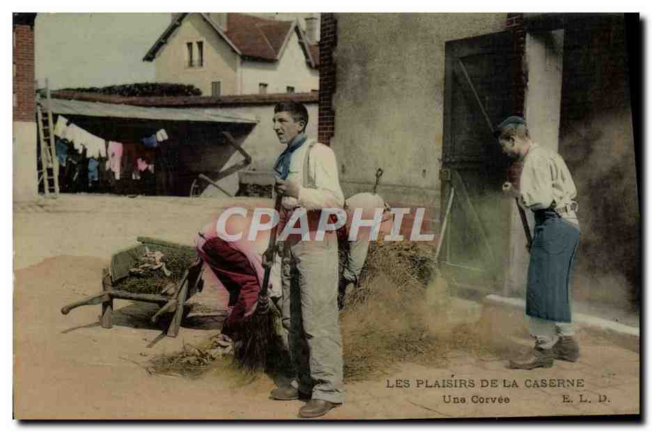 Les plaisirs de la caserne — Une corvée — E. L. D.