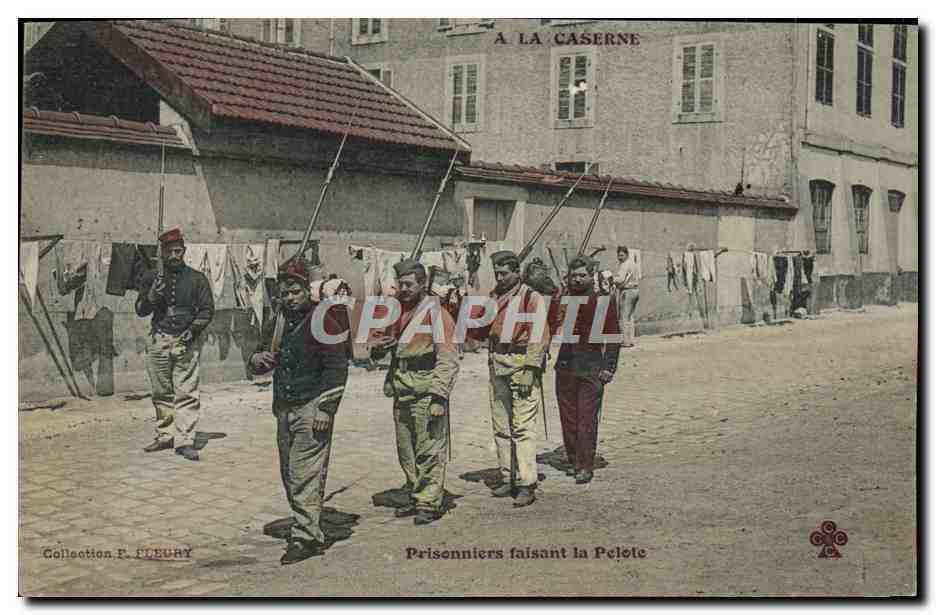 Prisonniers faisant la Pelote — A LA CASERNE — Collection F. FUBURY