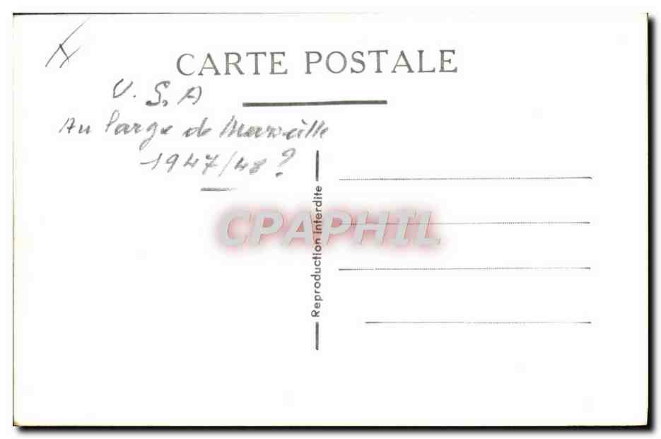 CPM Bateau de guerre USA au large de Marseille 1947 1948 — Verso