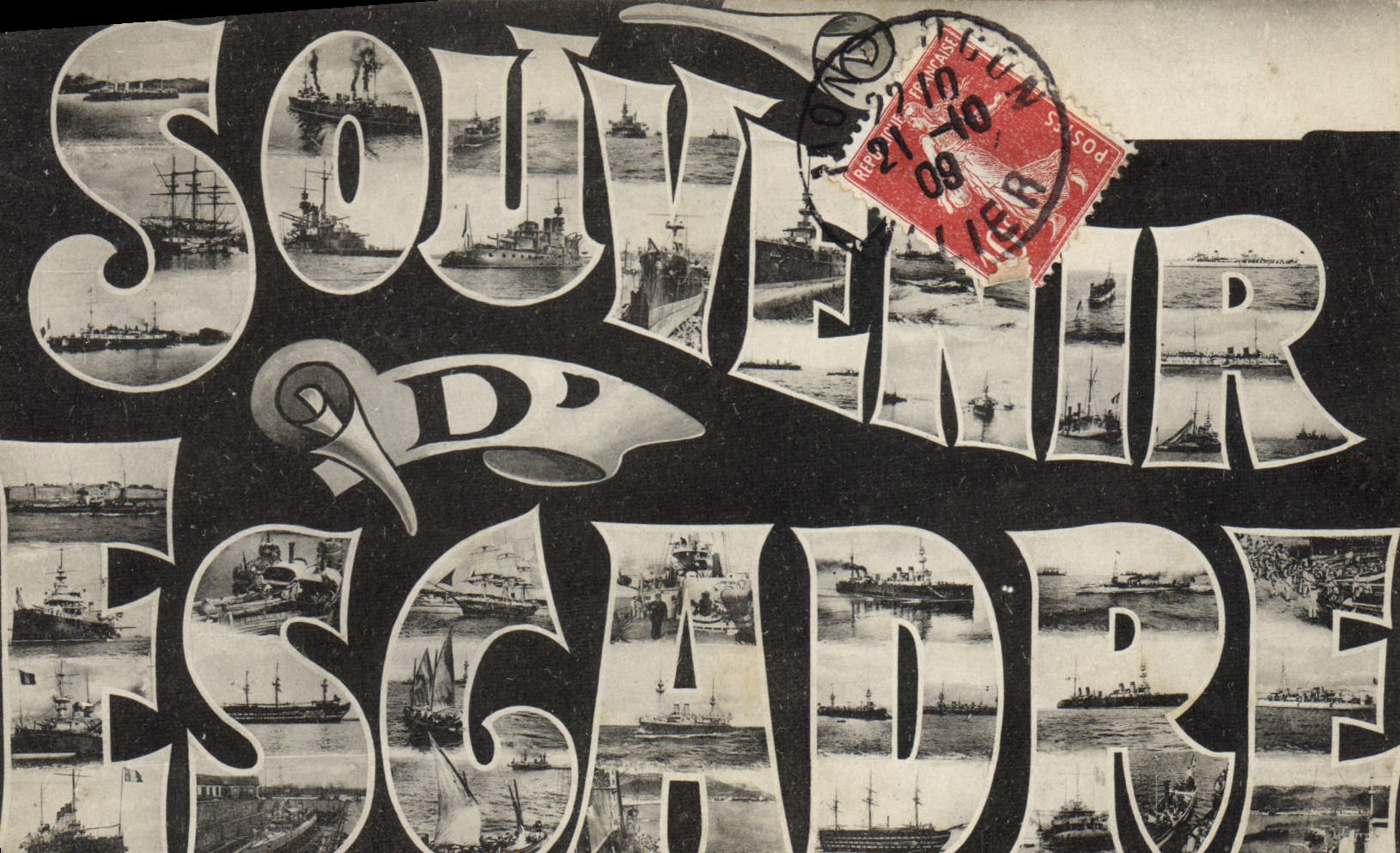 CPA Bateau de guerre Souvenir d'escadre 