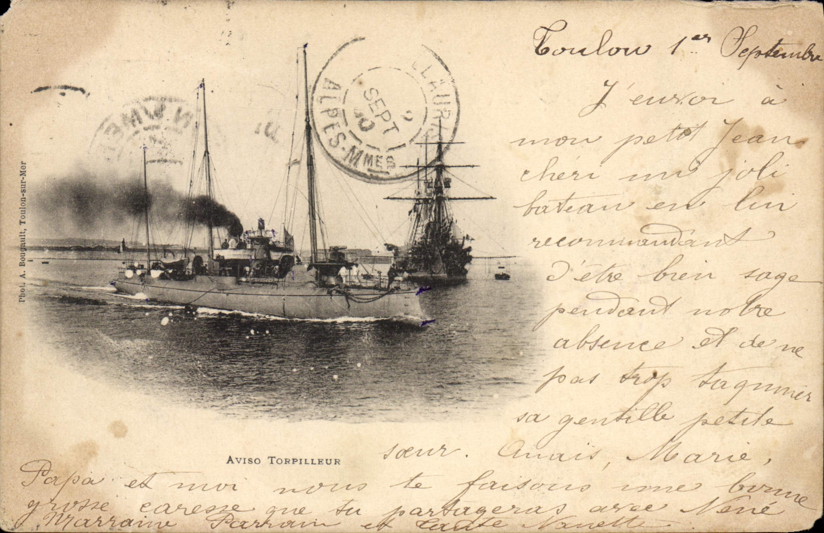 CPA Bateau de guerre Aviso torpilleur 