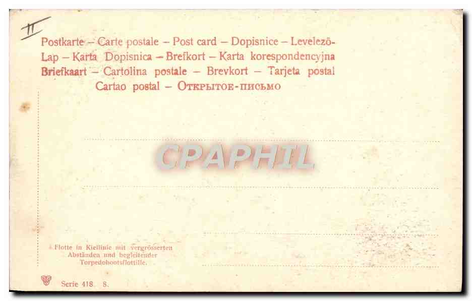 Flotte en ligne de bataille — torpilleurs accompagnants — CPAPHIL, série 418 — Reverso