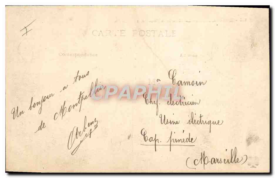 CPA Montpellier La place de la Comedie et le Theatre Tramway — Verso