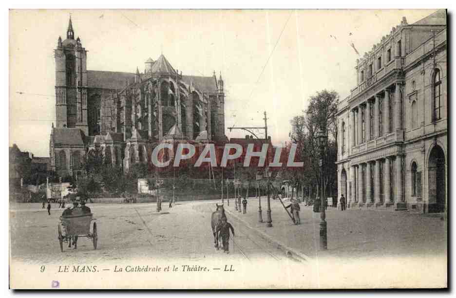 CPA Le Mans La cathedrale et le Theatre 
