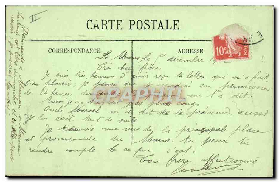 CPA Le Mans La cathedrale et le Theatre  — Verso