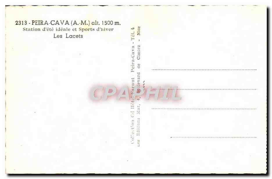 CPM Peira Cava Station d'ete ideale et sports d'hiver Les lacets — Rückseite