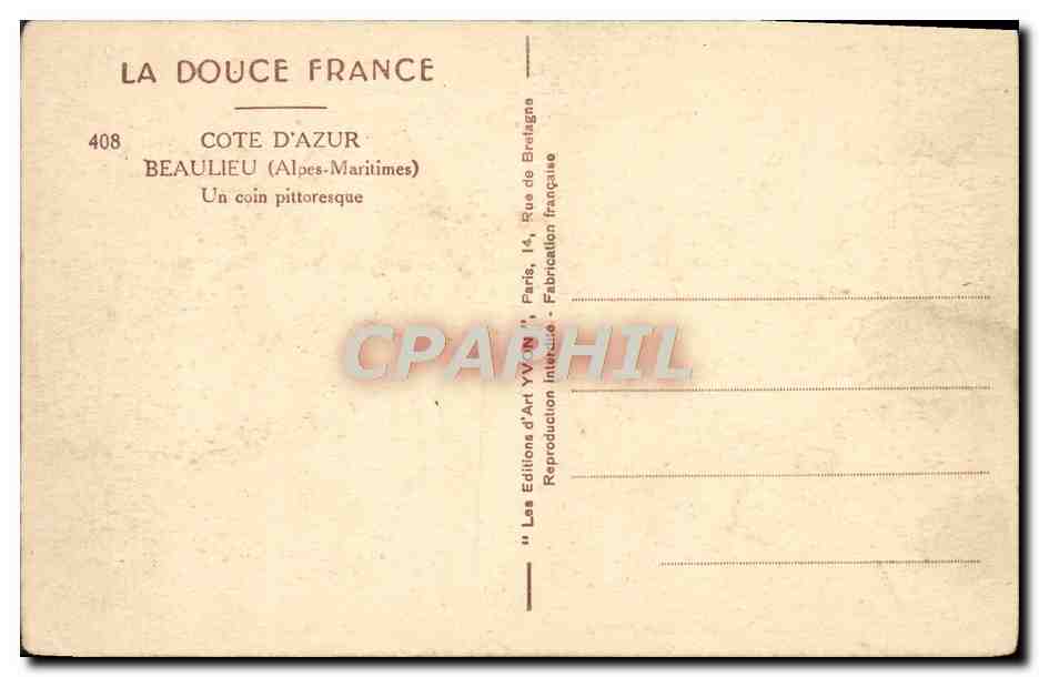 CPA Beaulieu Un Coin Pittoresque — Rückseite