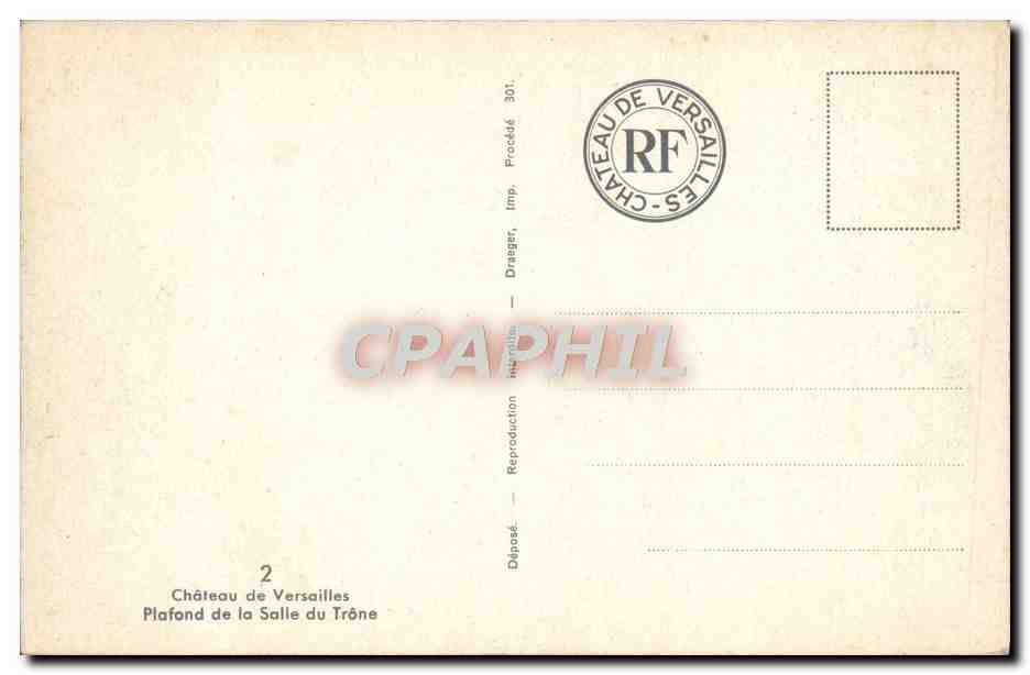 CPA Versailles Chateau Plafond de la Salle du Trone — Verso