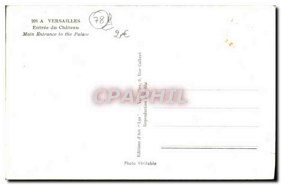 CPA Versailles Entree du Chateau  — Verso