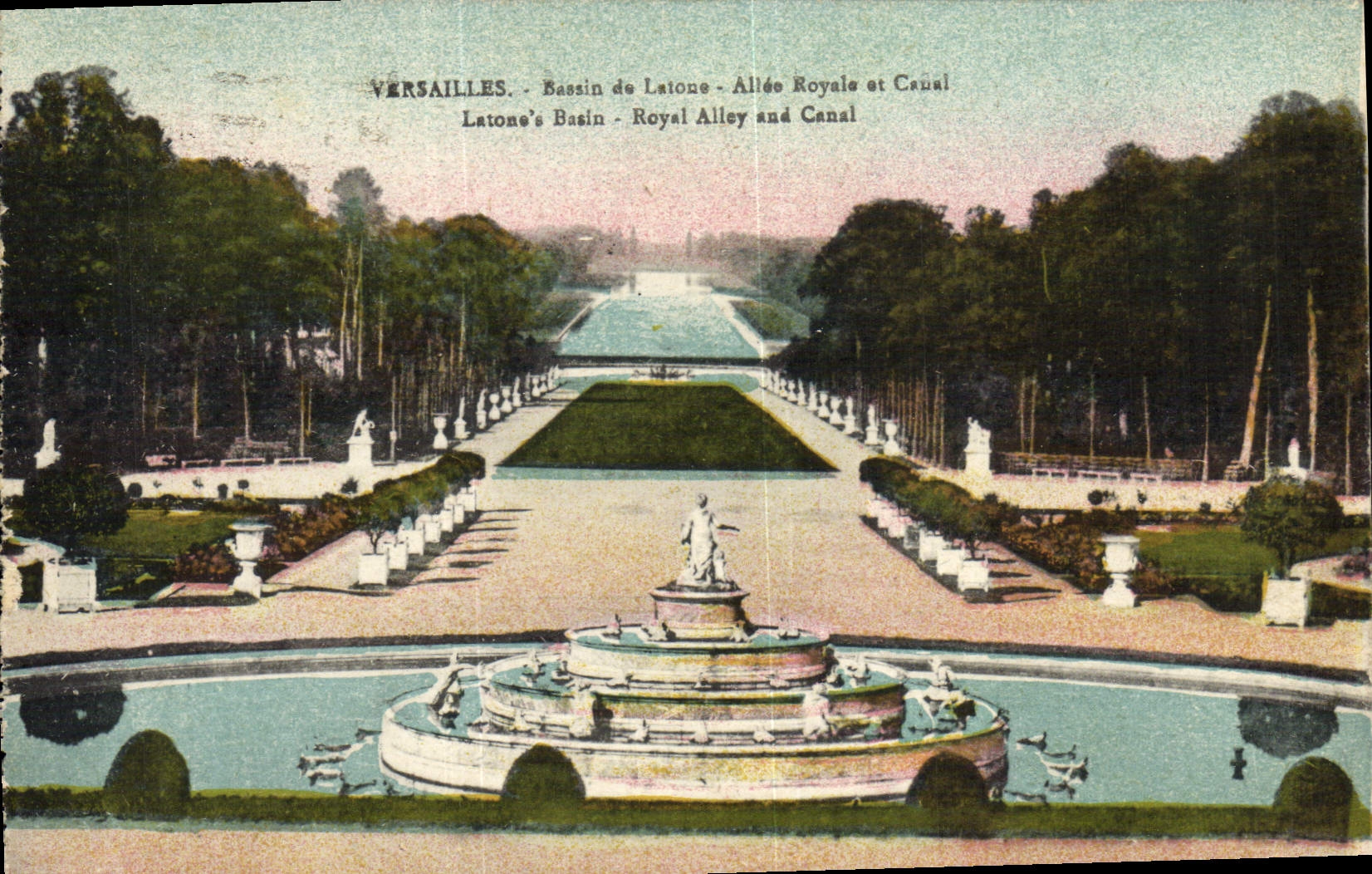 CPA Versailles Bassin de Lotone Allee Royale et Canal