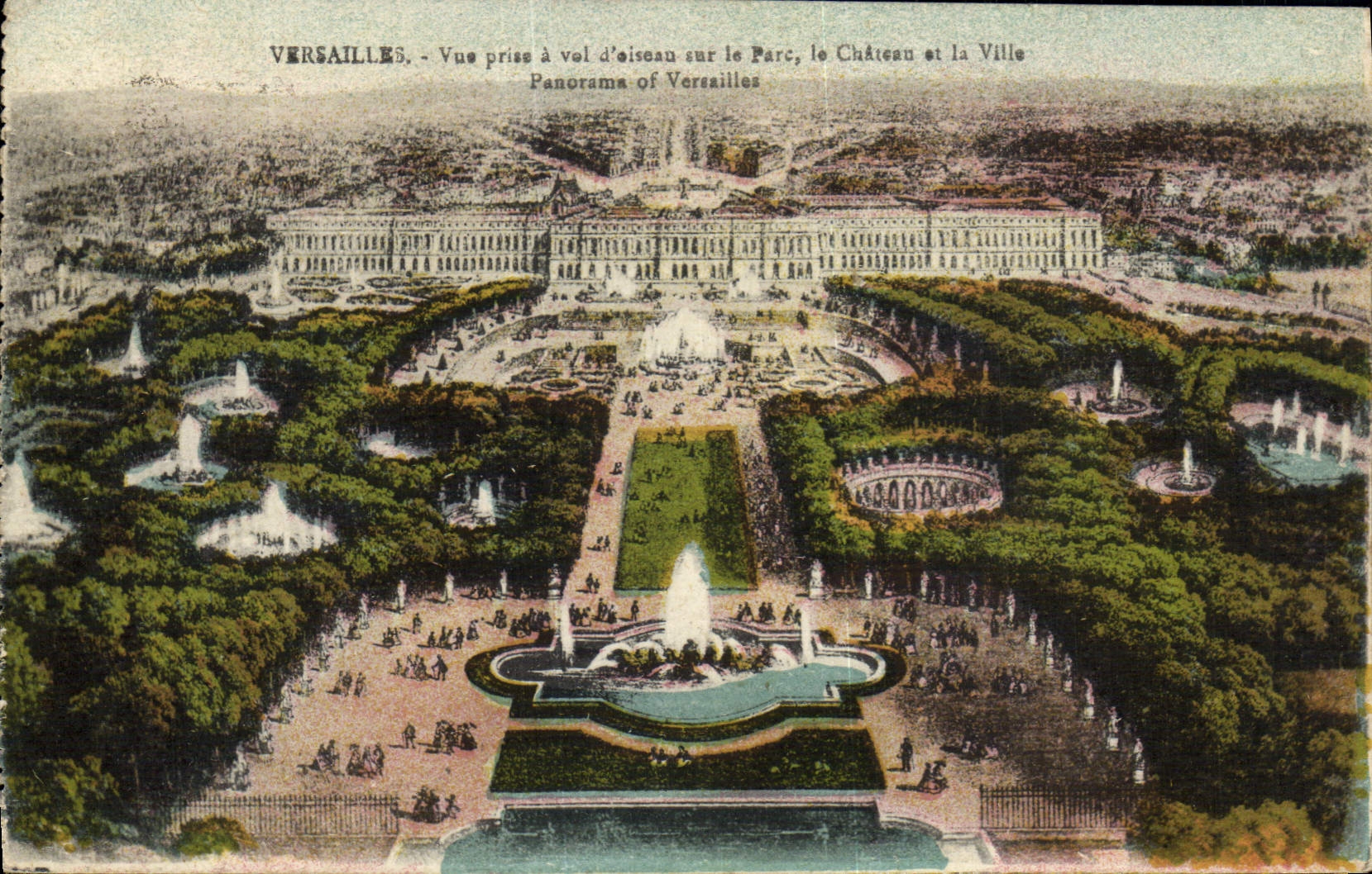 Versailles — Vue prise à vol d’oiseau sur le Parc, le Château et la Ville — Édition Cossé, n° 4