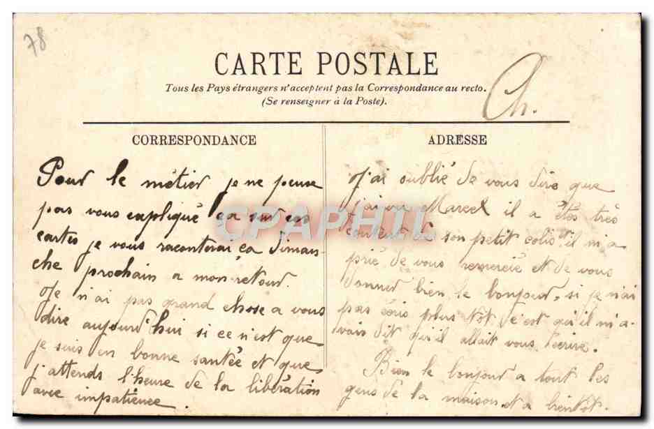 CPA Versailles Le Parc L'orangerie — Verso