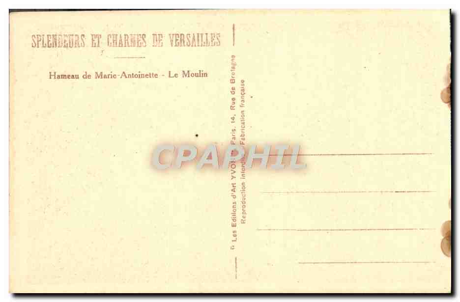 CPA Versailles Hameau de Marie Antoinette Le moulin — Verso