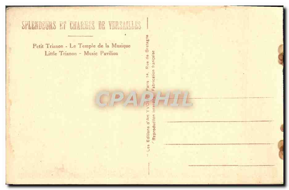 CPA Versailles Petit Trianon le temple de la musique — Verso