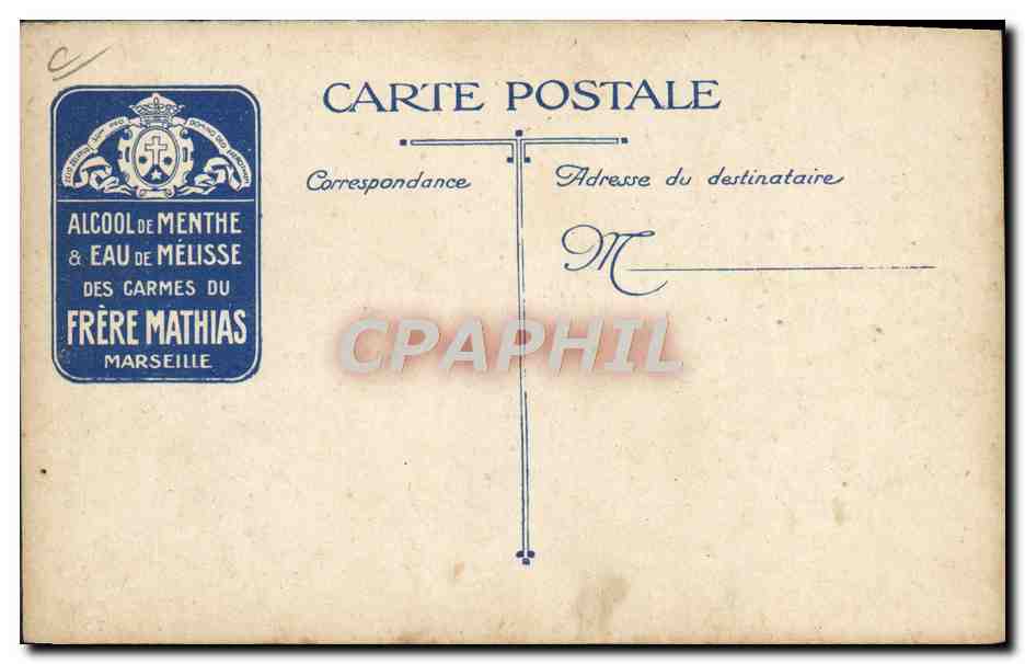 CPA Chien Chiens Mitrailleurs belges Militaria Publicite alcool de menthe eau de Melisse Carmes Frere Mathias Marseille — Rückseite