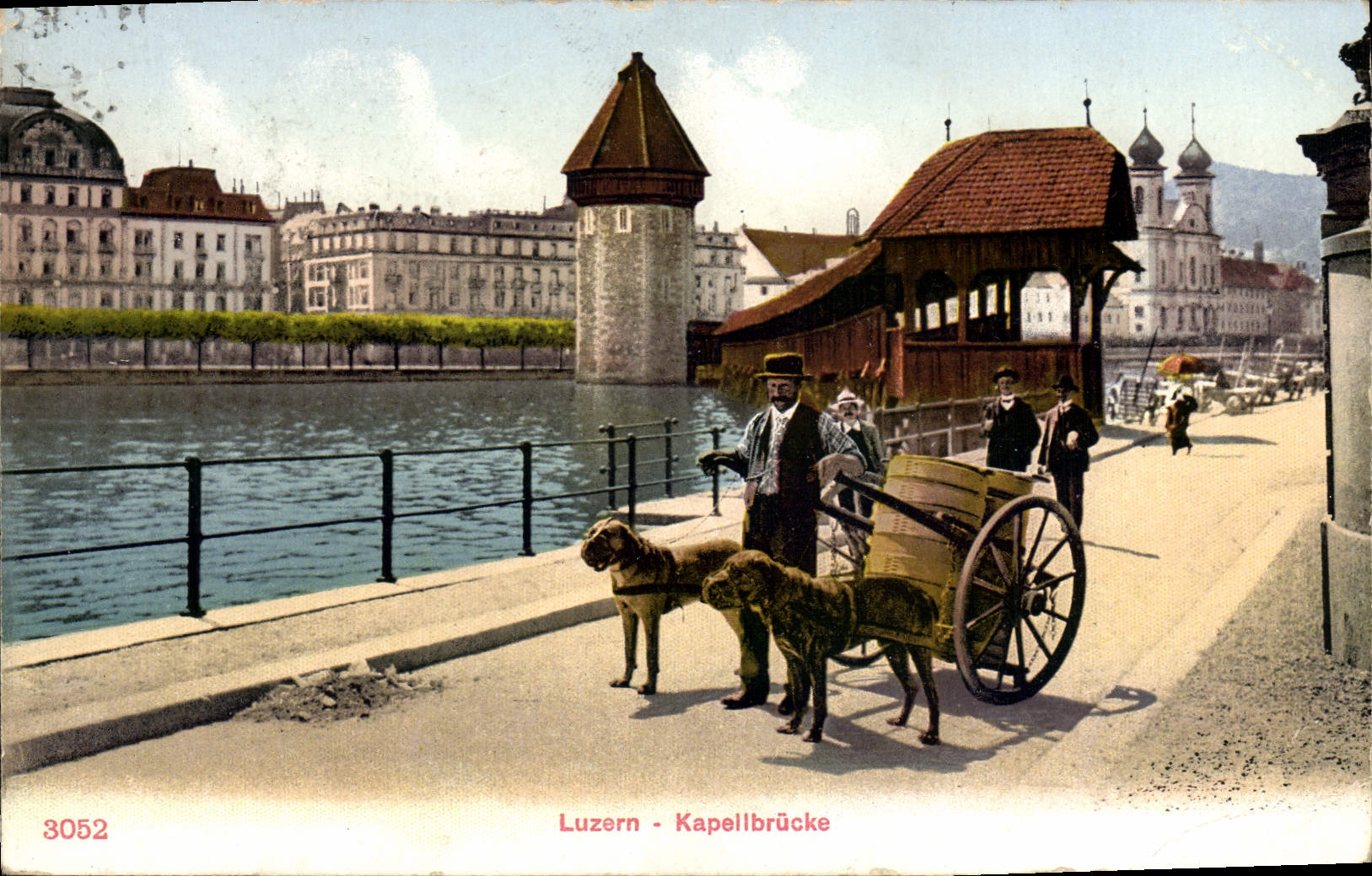 CPA Chien Chiens Luzern Kapellbrucke Lucerne TOP